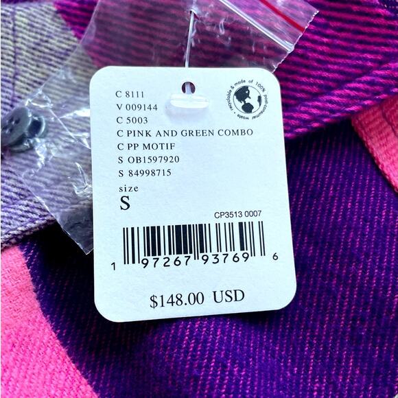 Free People So Long Summer Plaid Flannel Button Down Pink Purple Sm/Med NWT - Picture 12 of 13